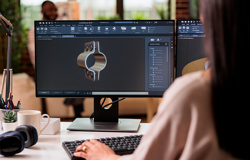 visualización de prototipo mecánico en software especializado para diseño industrial