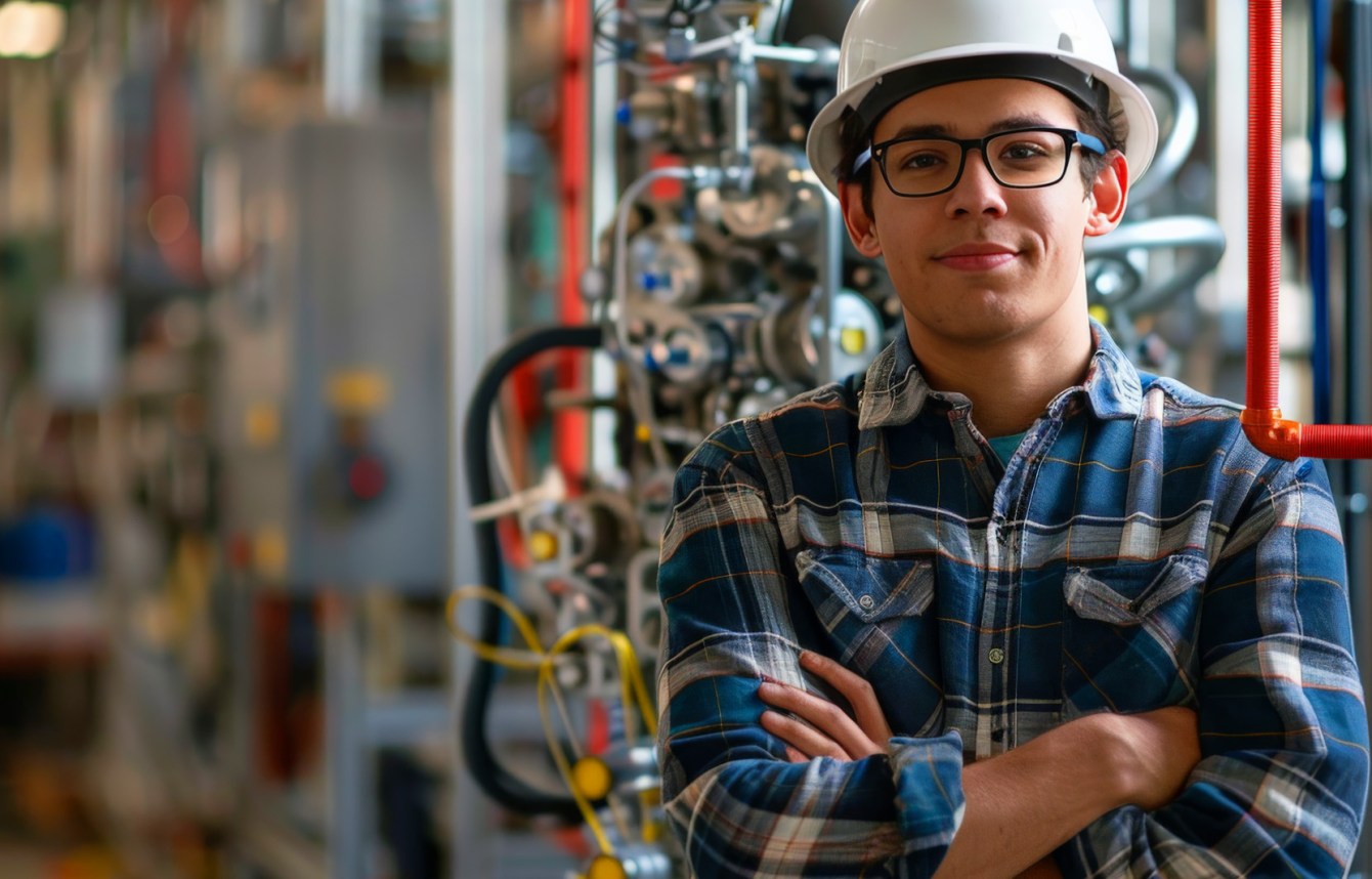 profesional en entorno técnico con equipos eléctricos y componentes industriales 