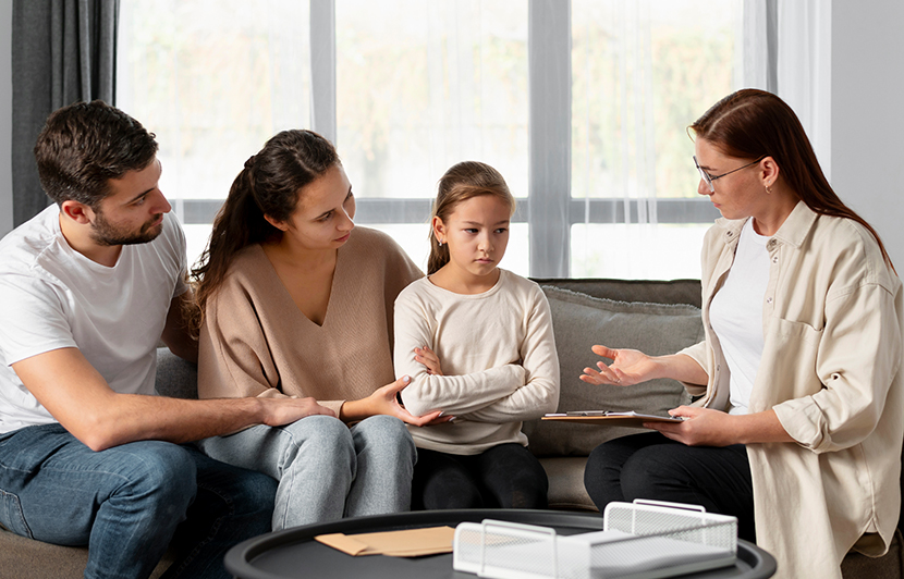 sesión de orientación familiar con acompañamiento profesional en interior