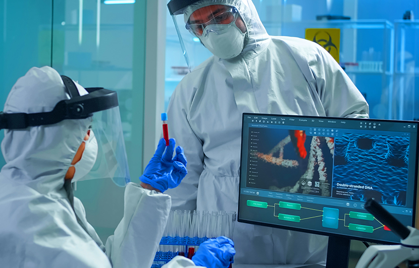 investigación de infectología con alta tecnología análisis de muestras biológicas en laboratorio de infectología