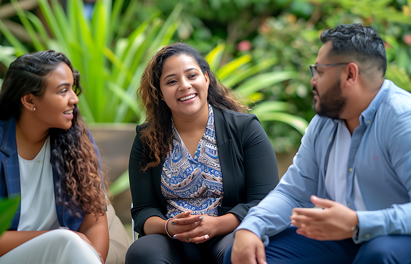 conversación grupal de psicología social en espacio exterior