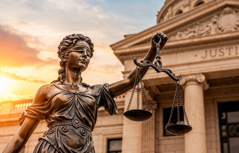 escultura de la justicia como símbolo de estado de derecho